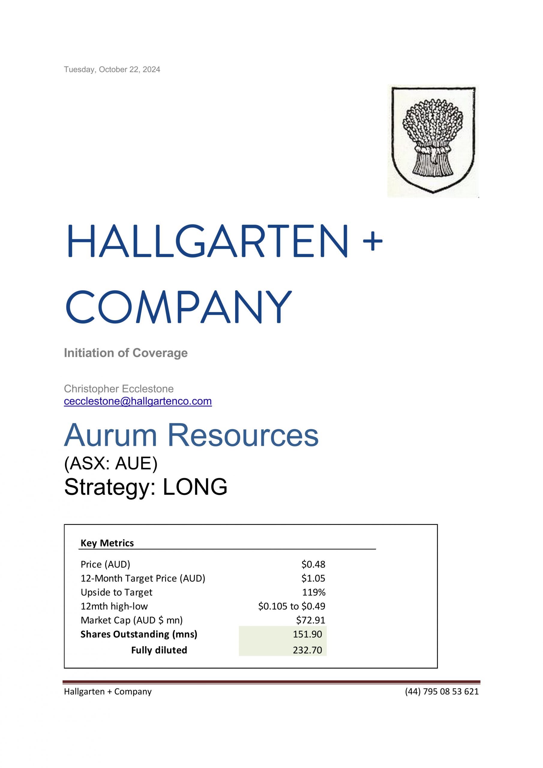 Aurum Resources Initiation