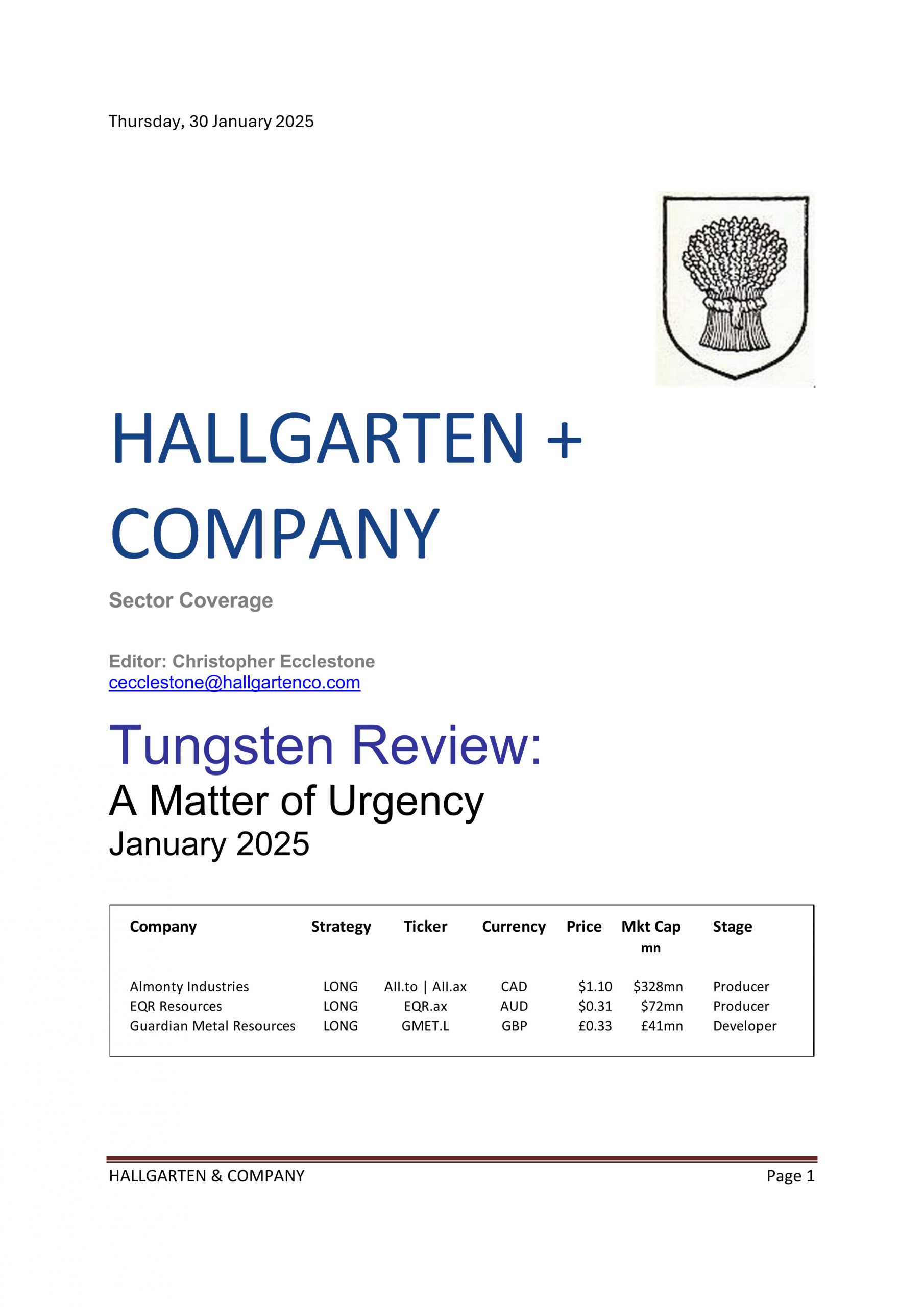 Tungsten Sector Review