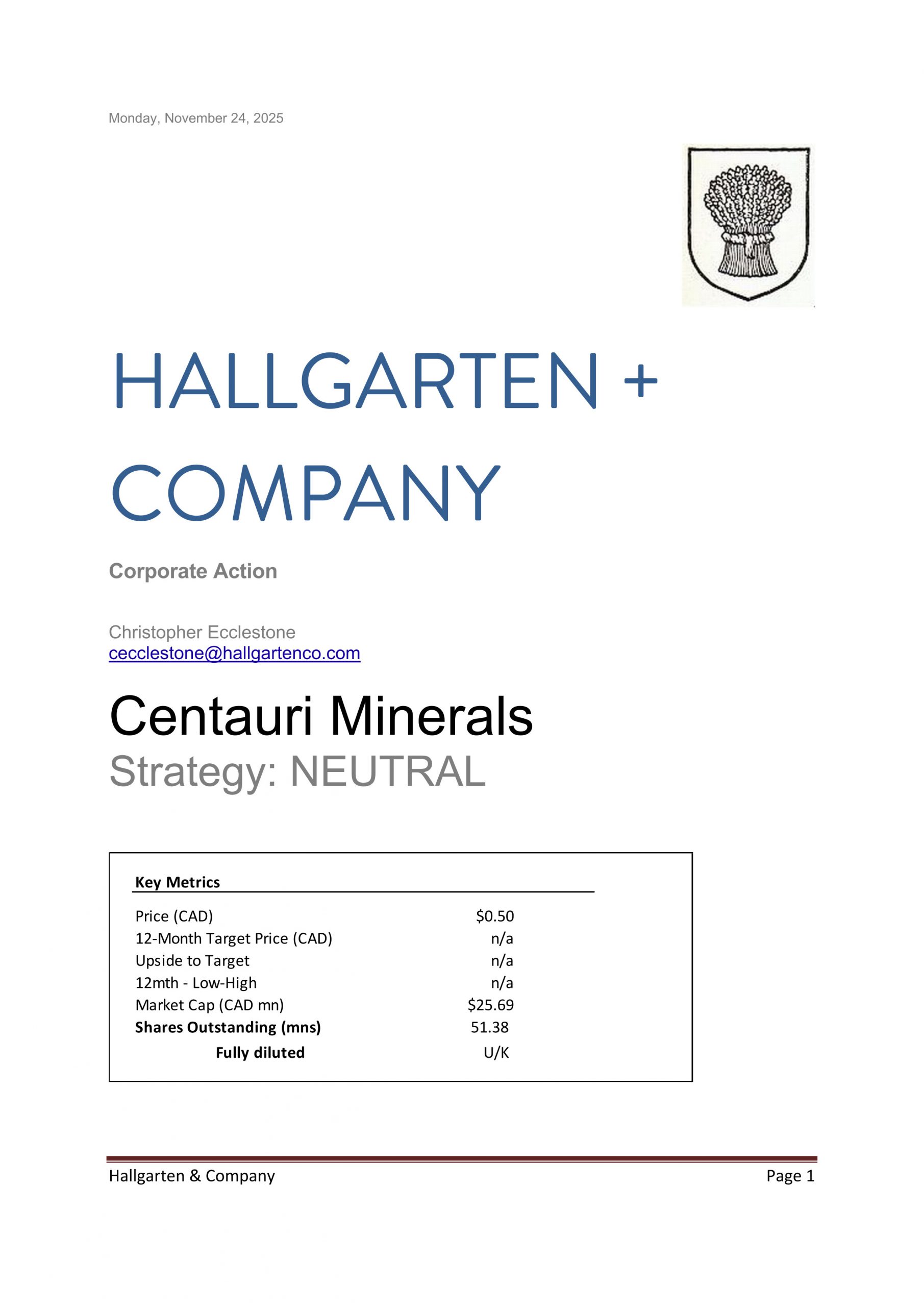 Centauri Minerals Preview