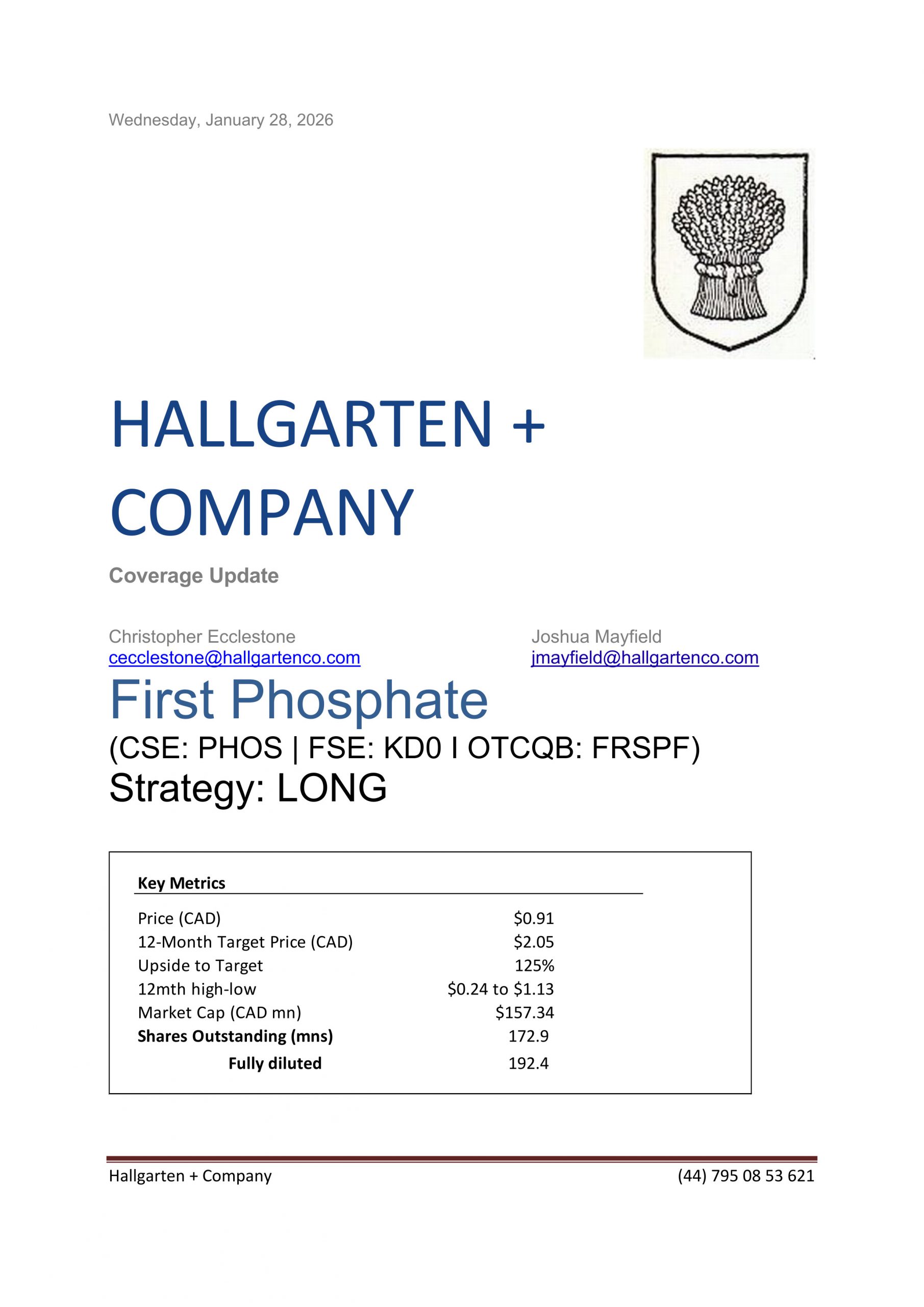 First Phosphate Update