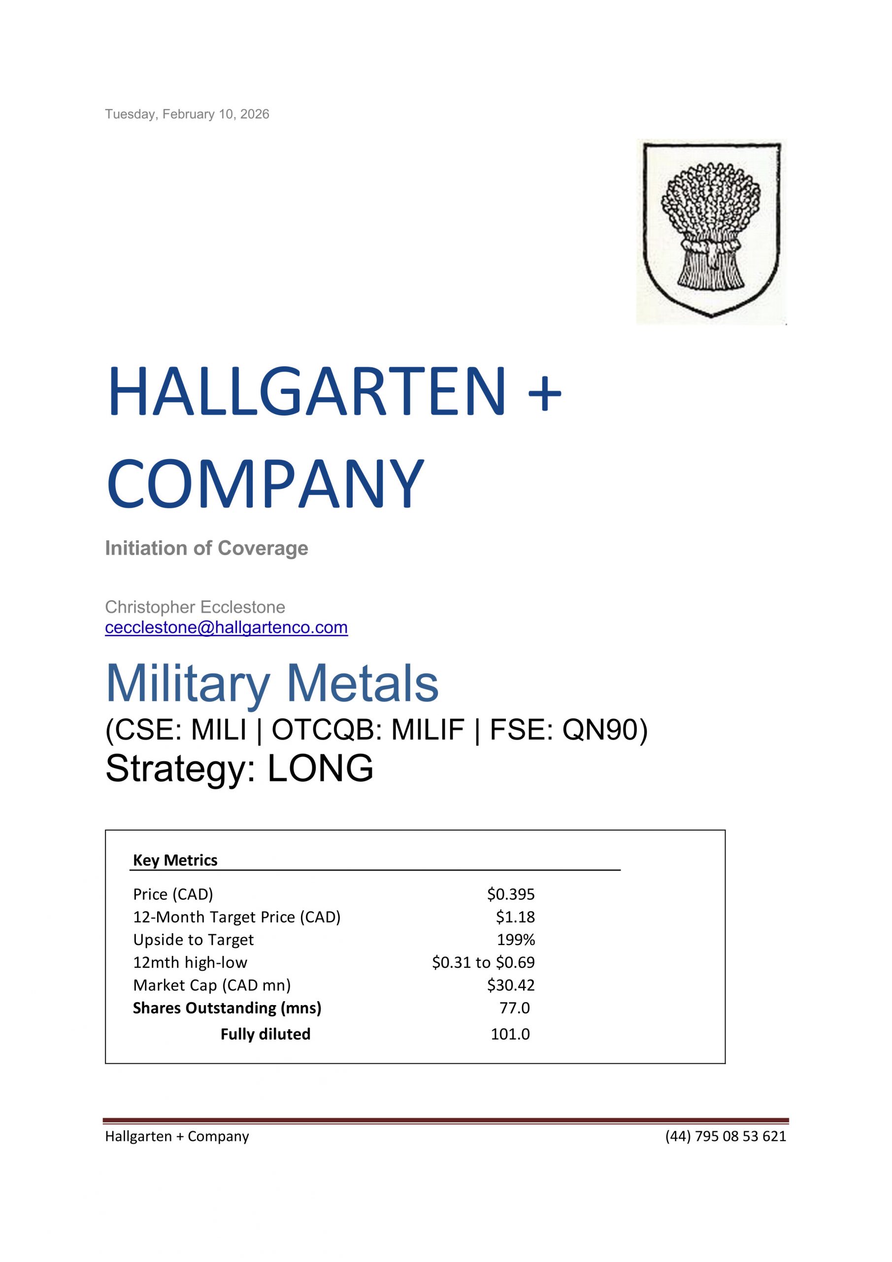 Military Metals Initiation
