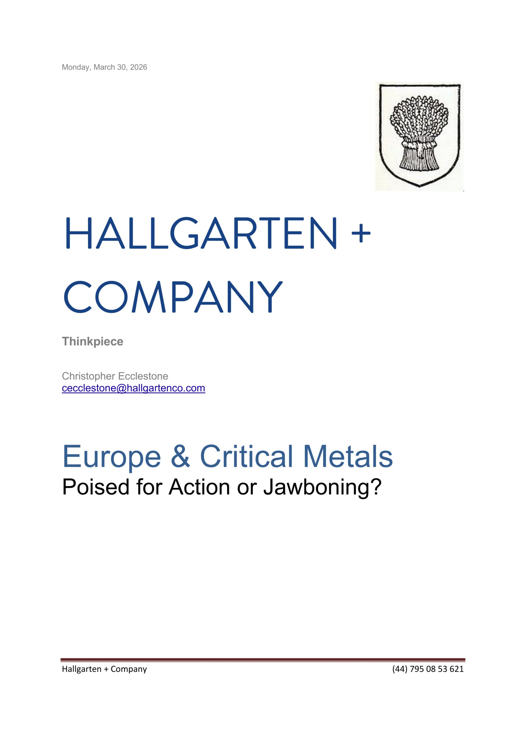 Europe & Critical Elements