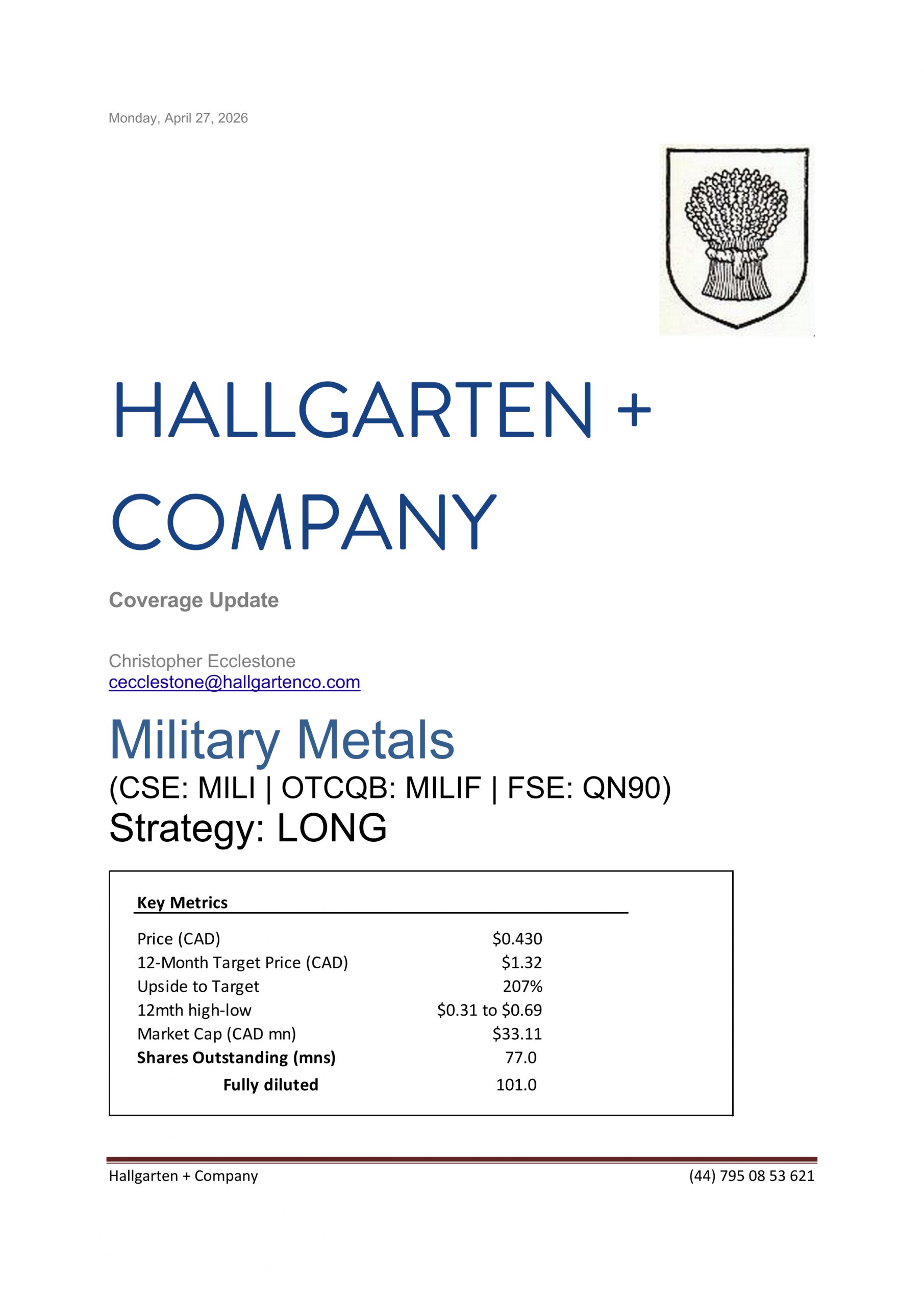 Military Metals Update