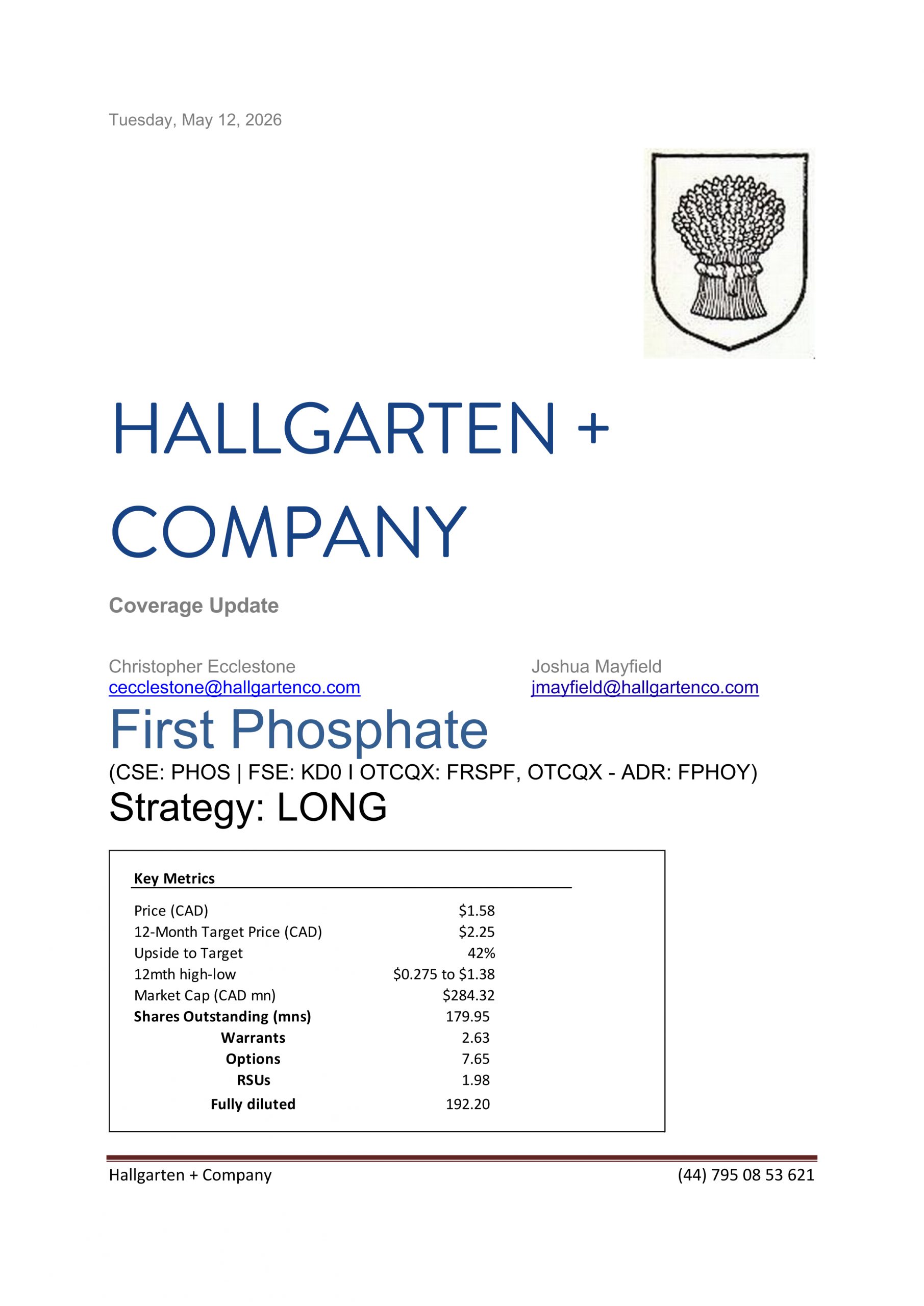First Phosphate Update