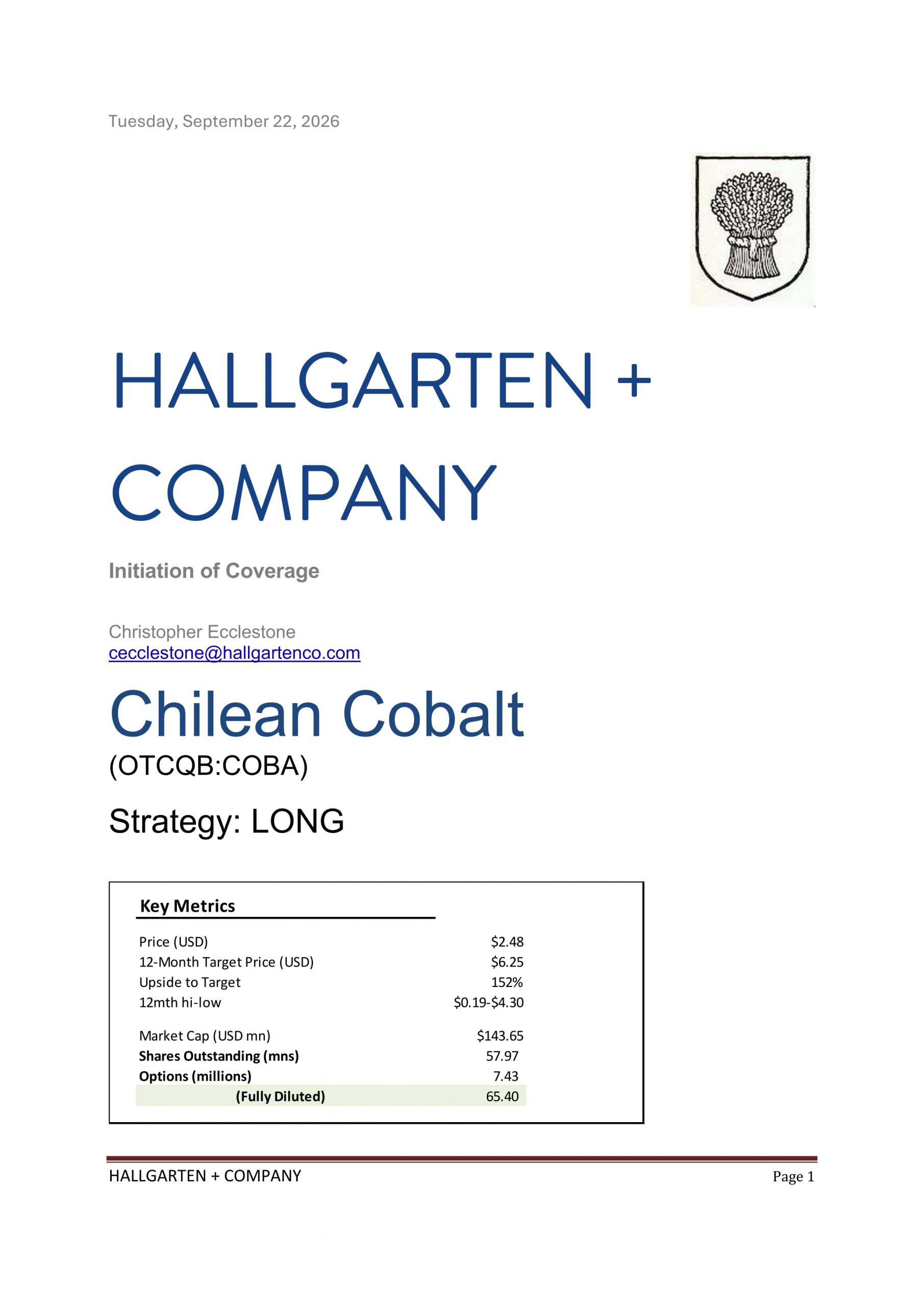 Chilean Cobalt - Initiation