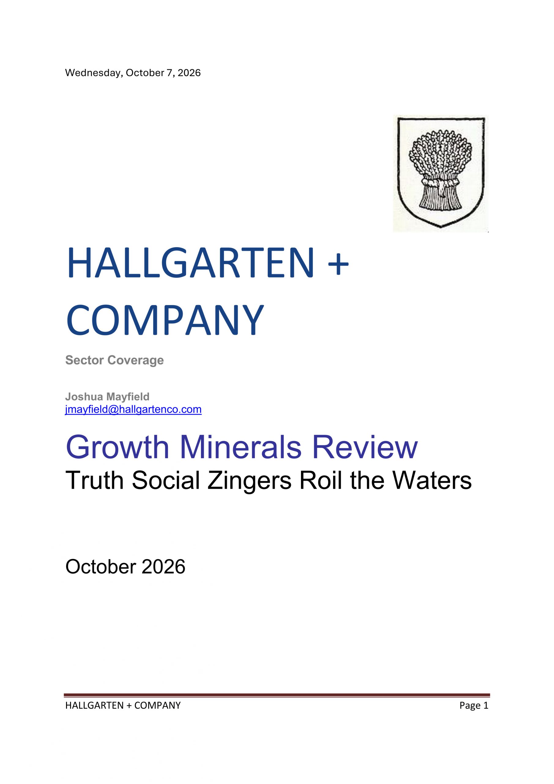 Growth Minerals Review October